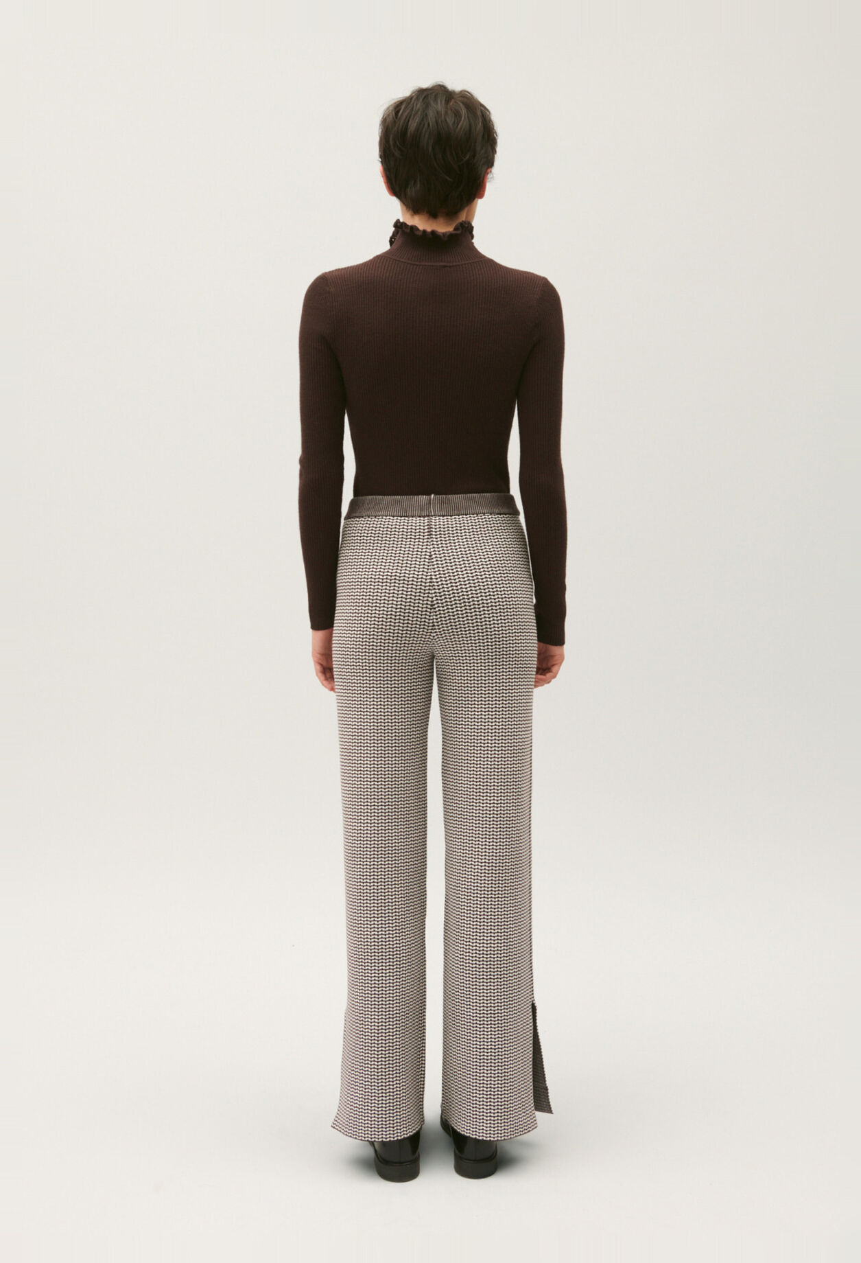 Zweifarbige Jacquard-Strickhose