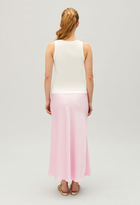 Langer, satinierter Rock