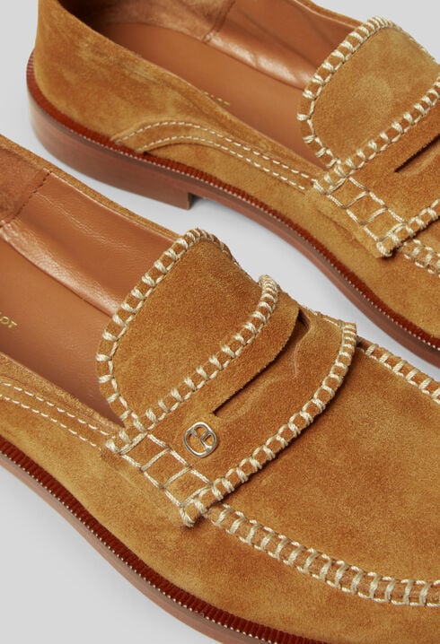 Wildleder-Mules mit Monogramm