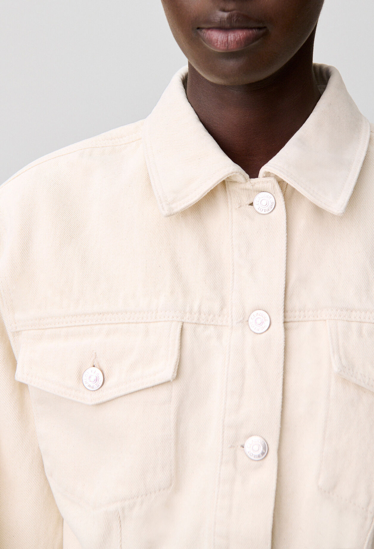 Jeans-Blouson Ecru Langarm