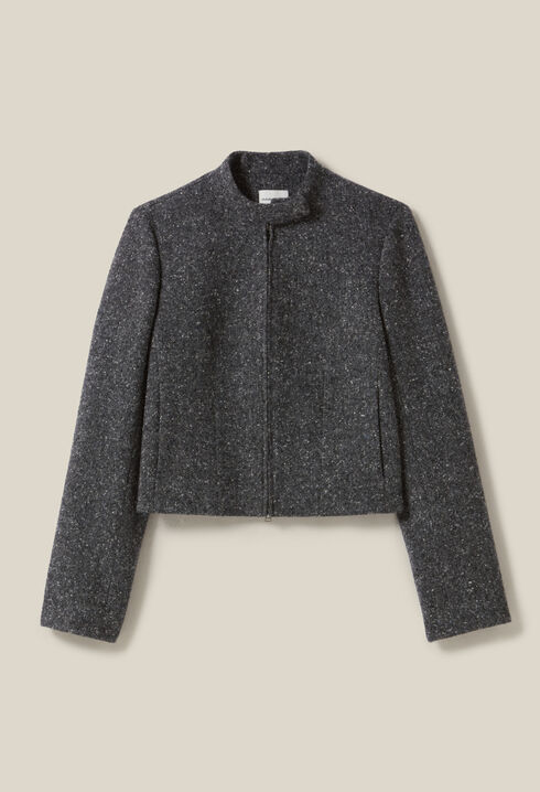 Kurze Jacke aus grauer Wollmischung
