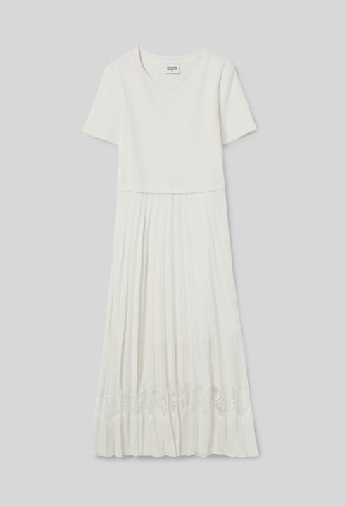 Twist Zweifarbige Midikleid  elfenbein