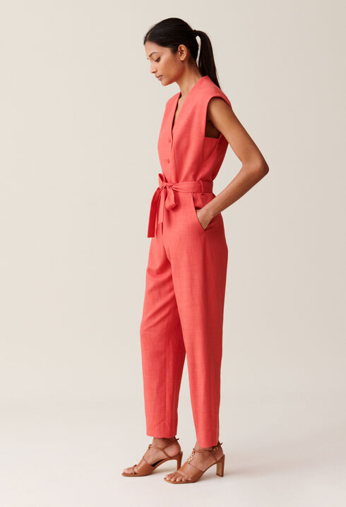 Jumpsuit mit G&uuml;rtel terracotta