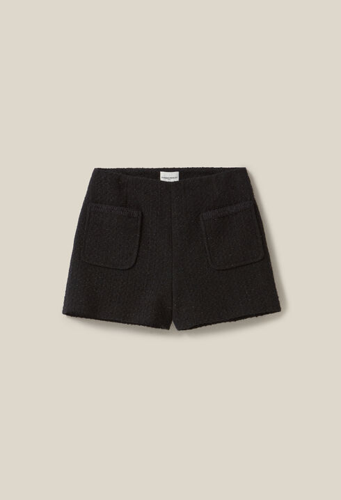 Kurze schwarze Tweed-Shorts