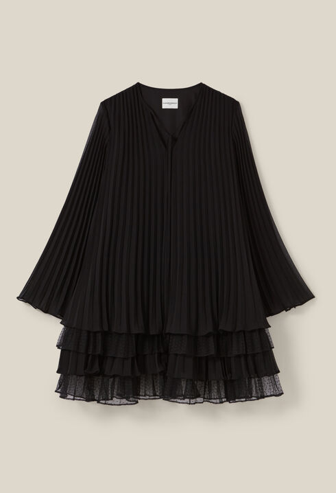 Kurzes schwarzes Rüschenkleid