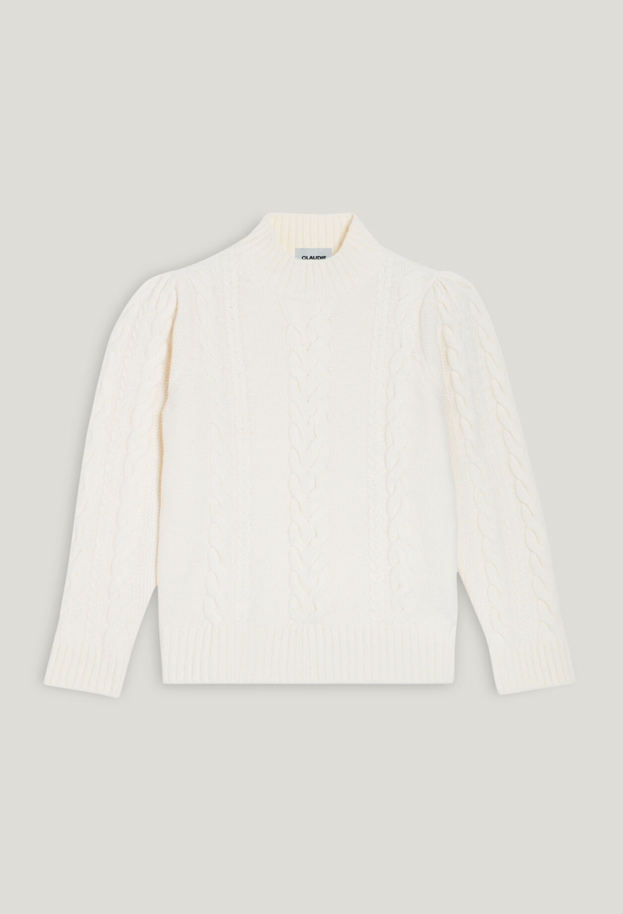 Strickpullover mit Zopfmuster Ecru