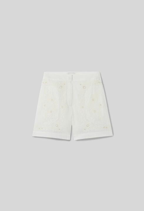 Bestickte Baumwoll-Ramie-Shorts