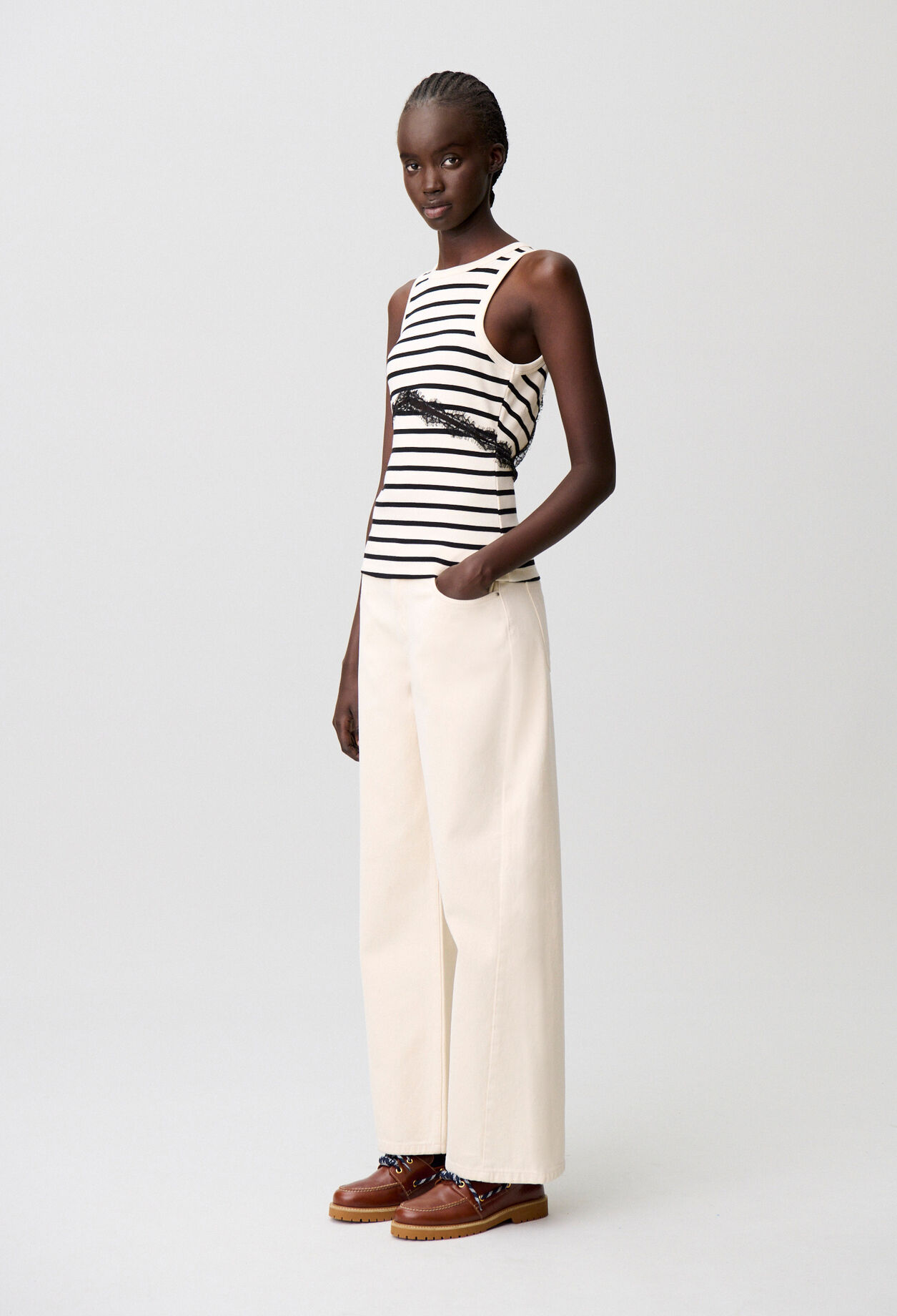 Breton-Shirt aus Baumwolle, Spitze