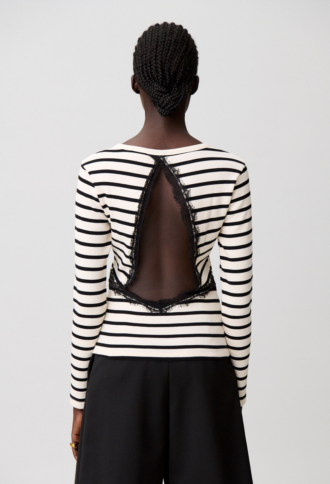 Marinière-T-Shirt mit Spitze