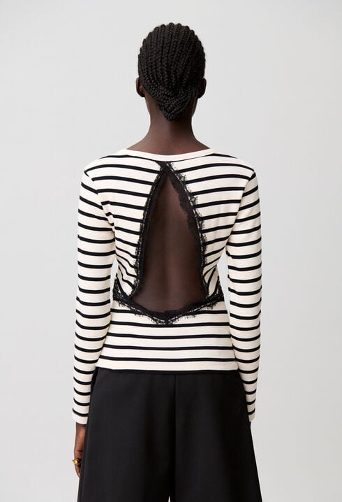 Marinière-T-Shirt mit Spitze