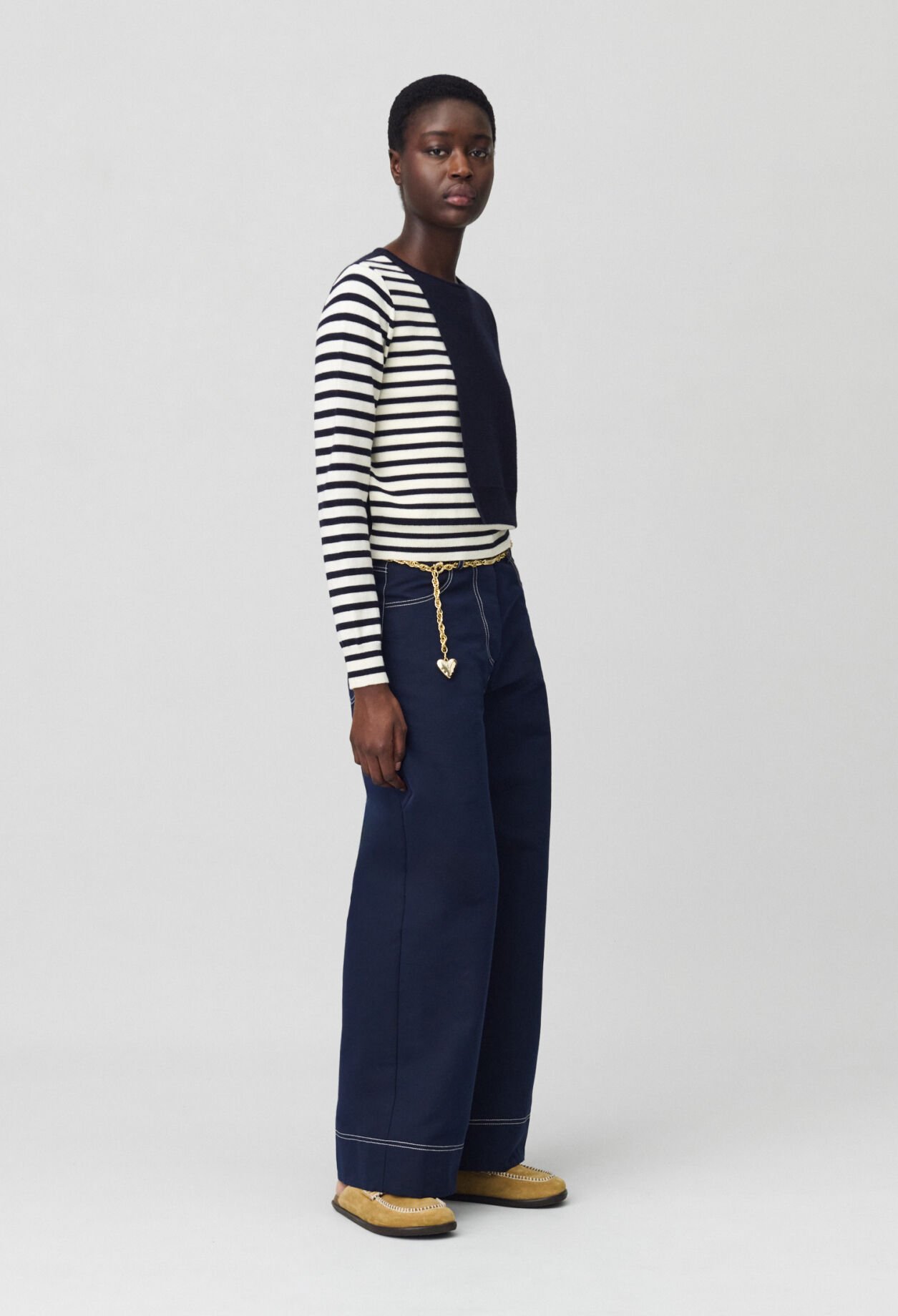 Kurzer Marinière-Pullover