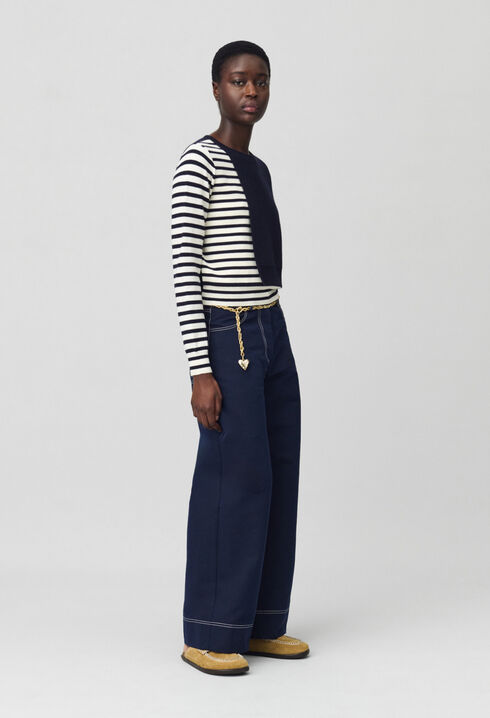 Kurzer Marinière-Pullover