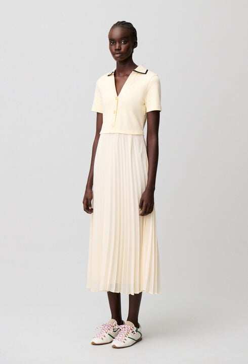 Kleid in Materialmix-Lagenoptik