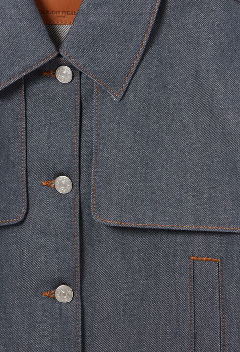 Weite dunkelblaue Jeansjacke