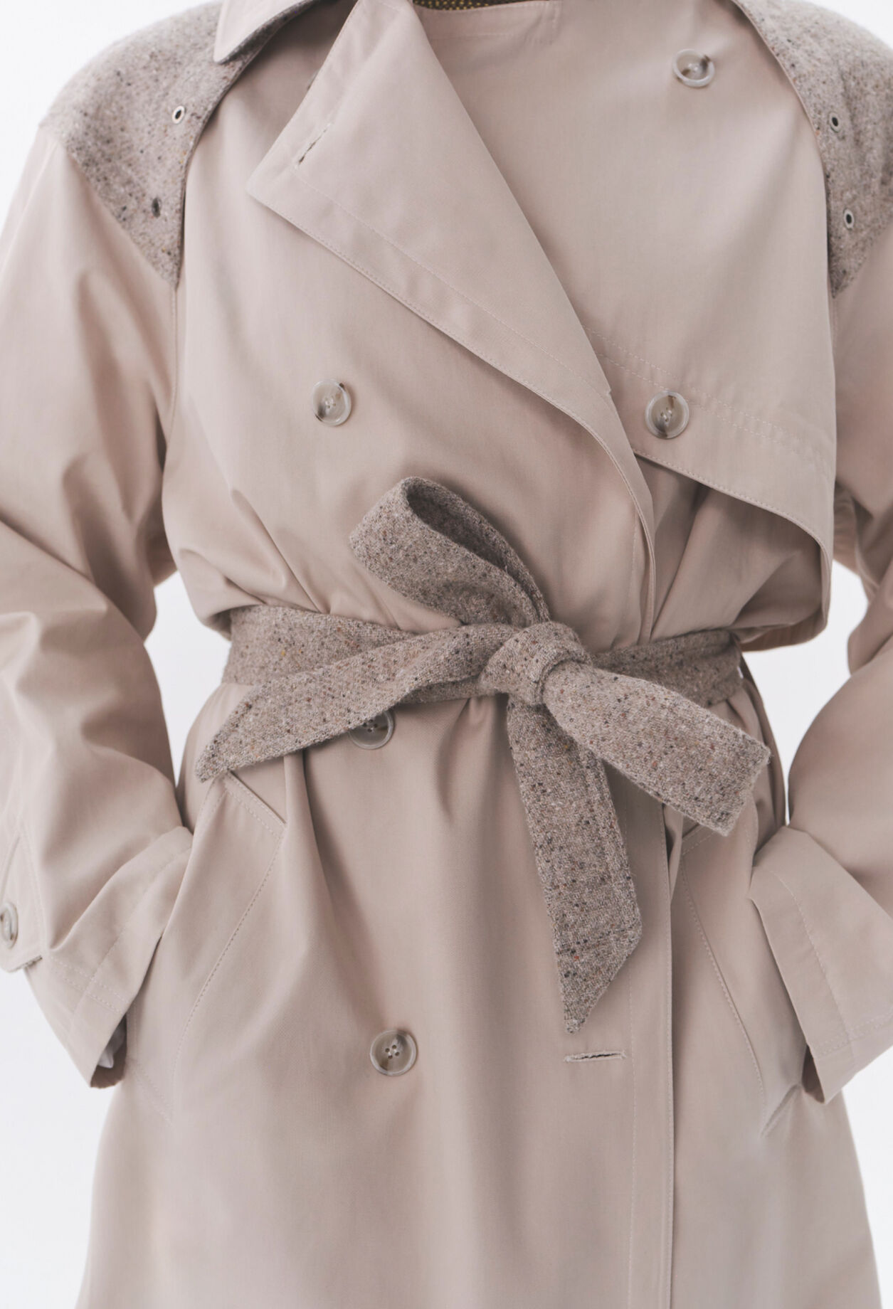 Langer Trenchcoat Mixed-Material