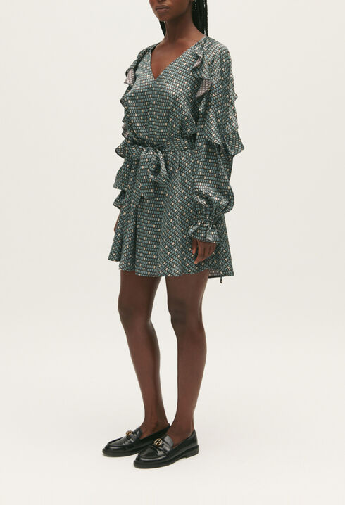 Fließendes ausgestelltes Kleid mit Print