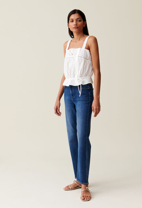 Besticktes Ecru-Top