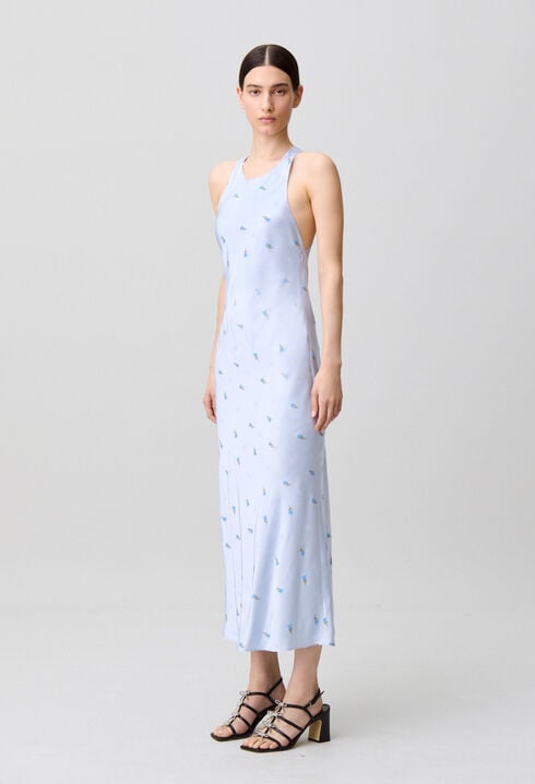 R&uuml;ckenfreies Satinkleid