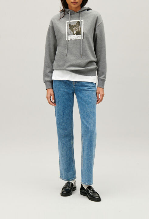 Jean Toto-Hoodie Grau meliert