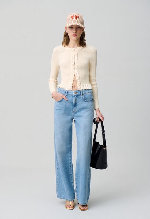 Feinstrick-Cardigan mit Knopfleiste