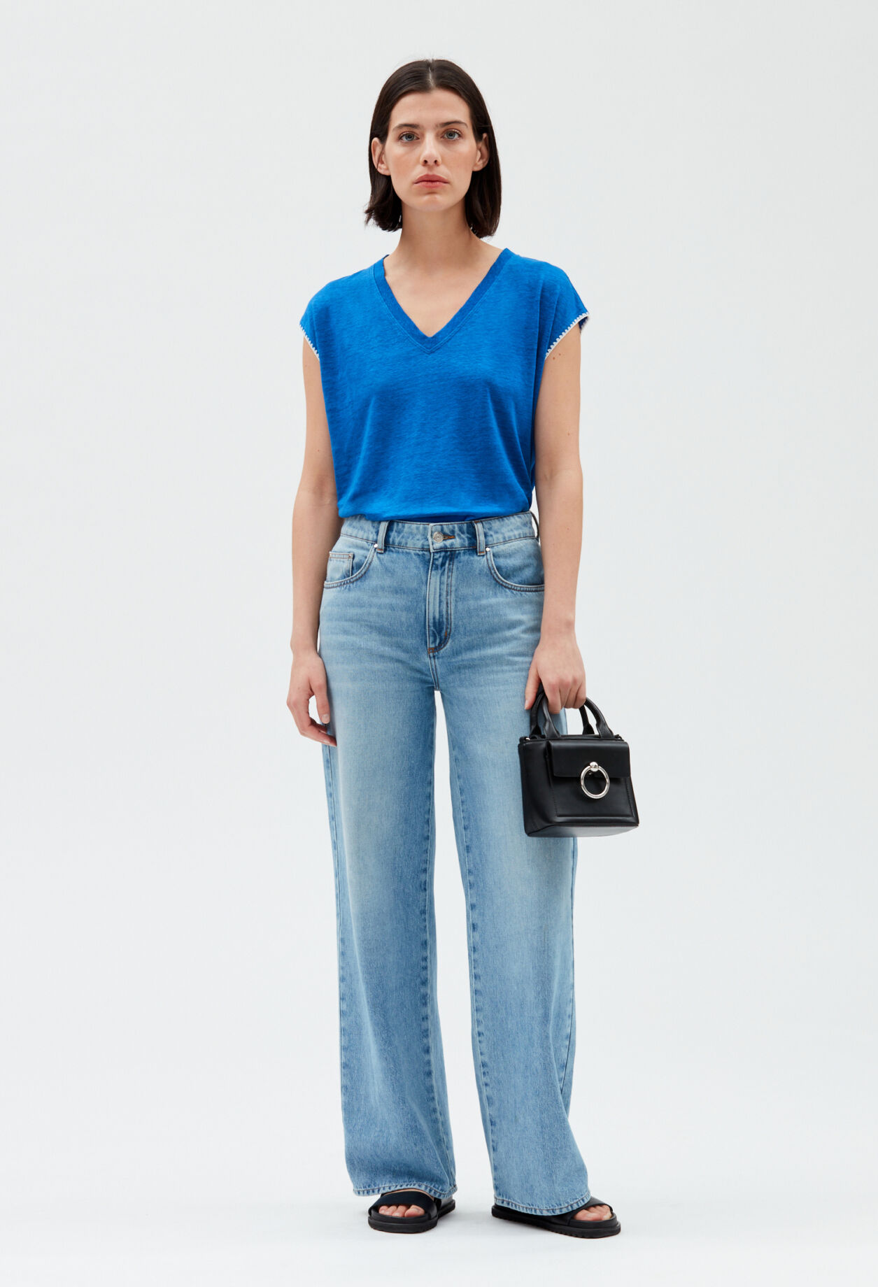 T-Shirt aus Leinen in Blau