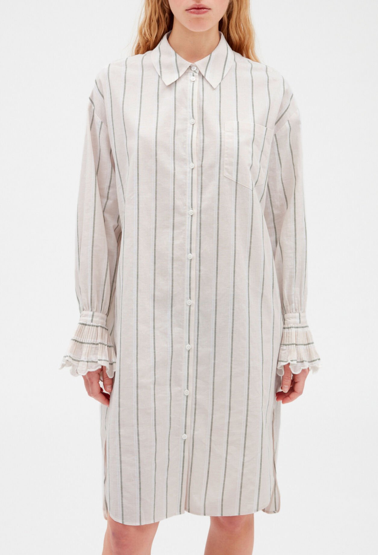 Midi-Hemdkleid aus Baumwolle und Leinen