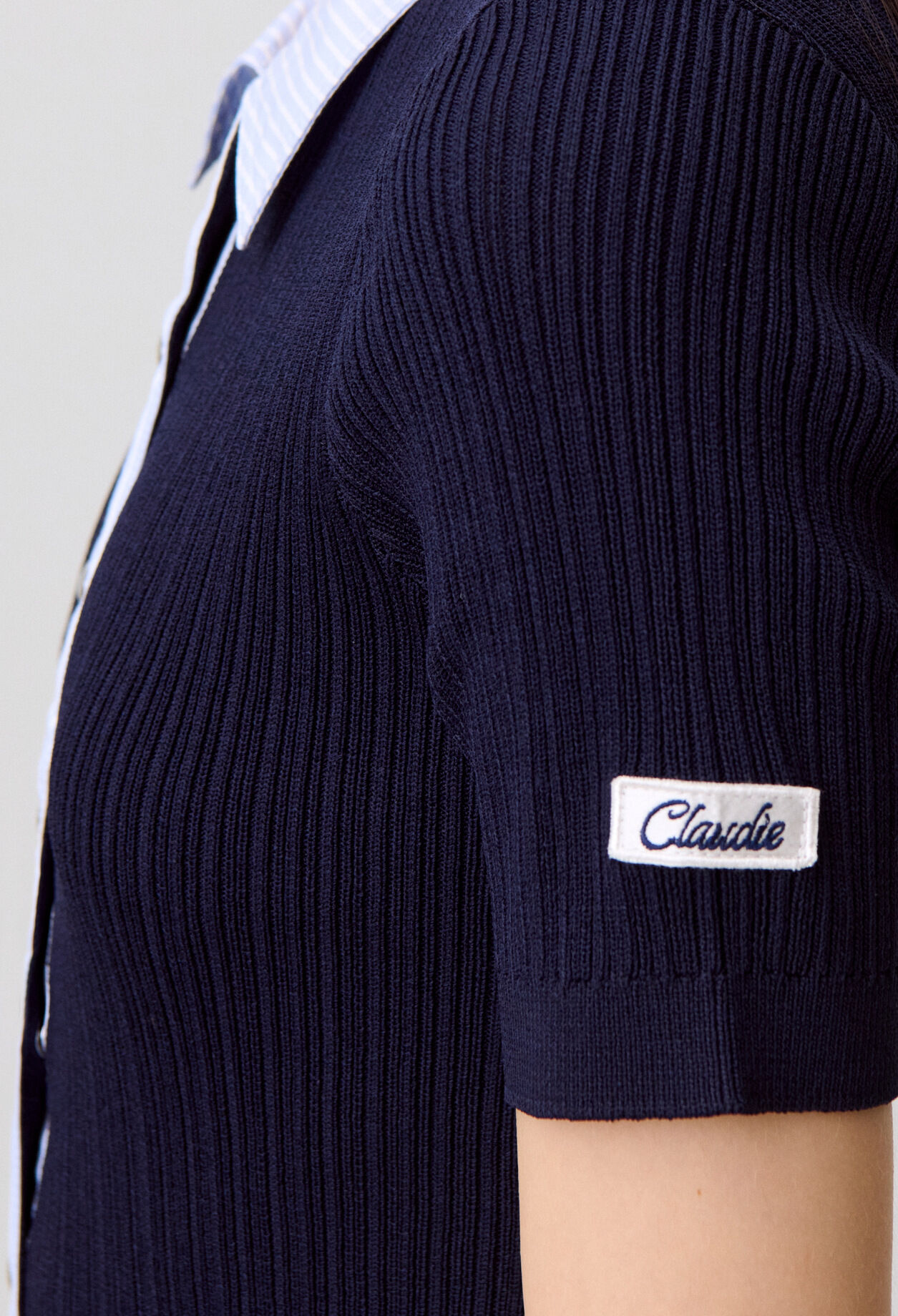 Gestreifter Cardigan, Materialmix