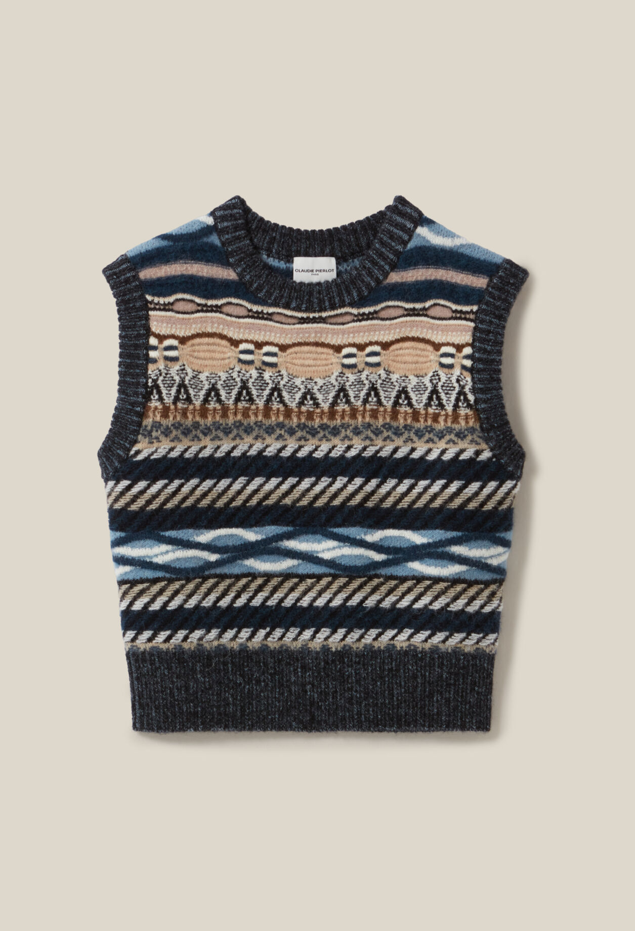 Ärmelloser Pullover Musterstreifen