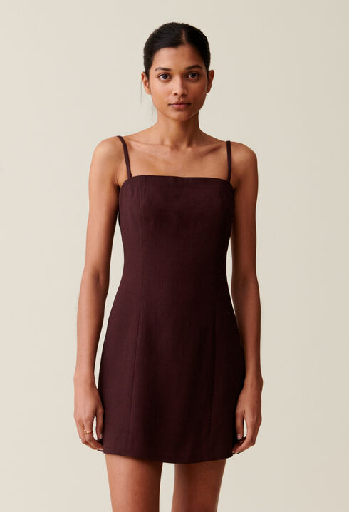 Trägerloses kurzes Kleid Cappucino