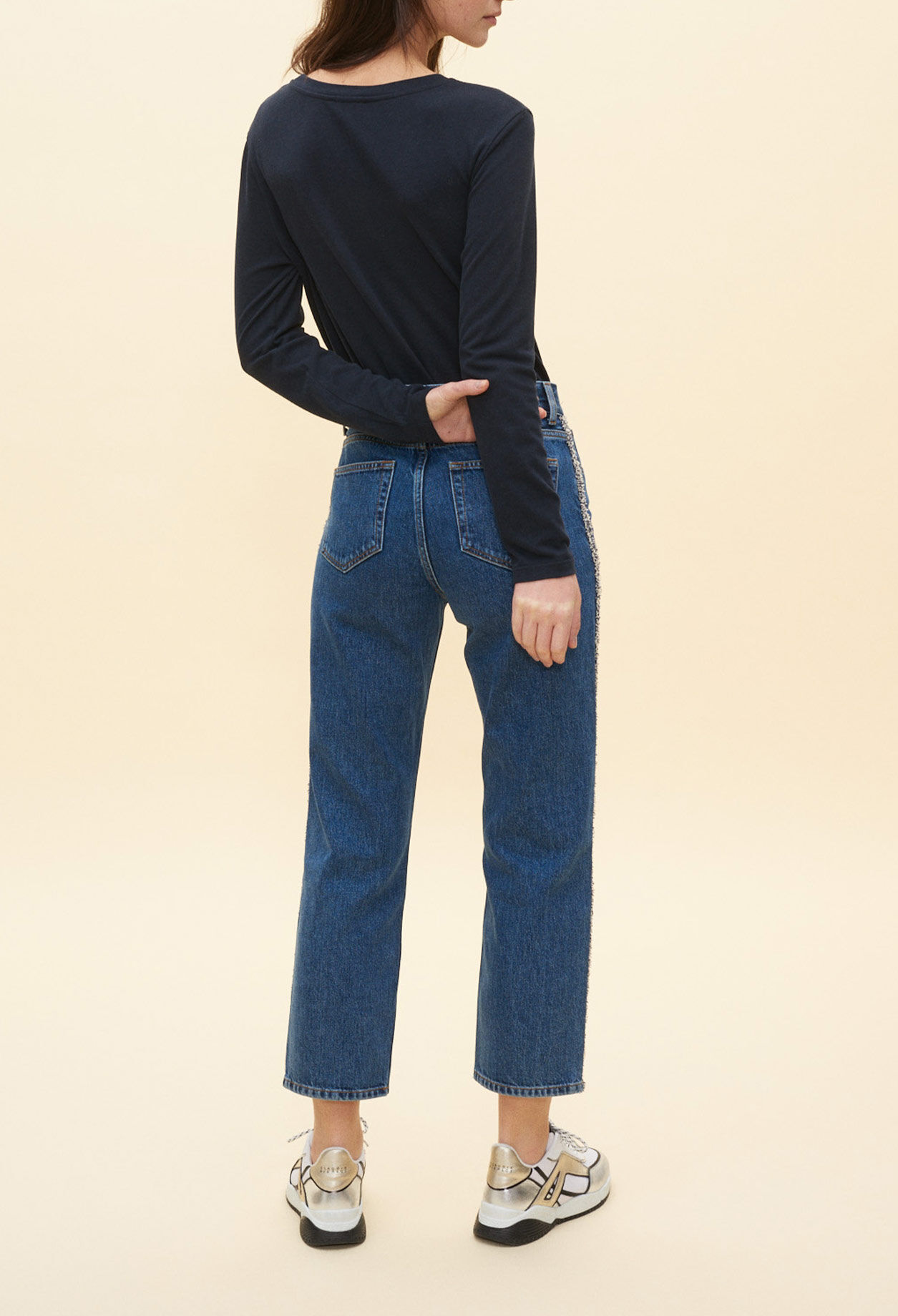 Jeans mit ausgefallenen Streifen