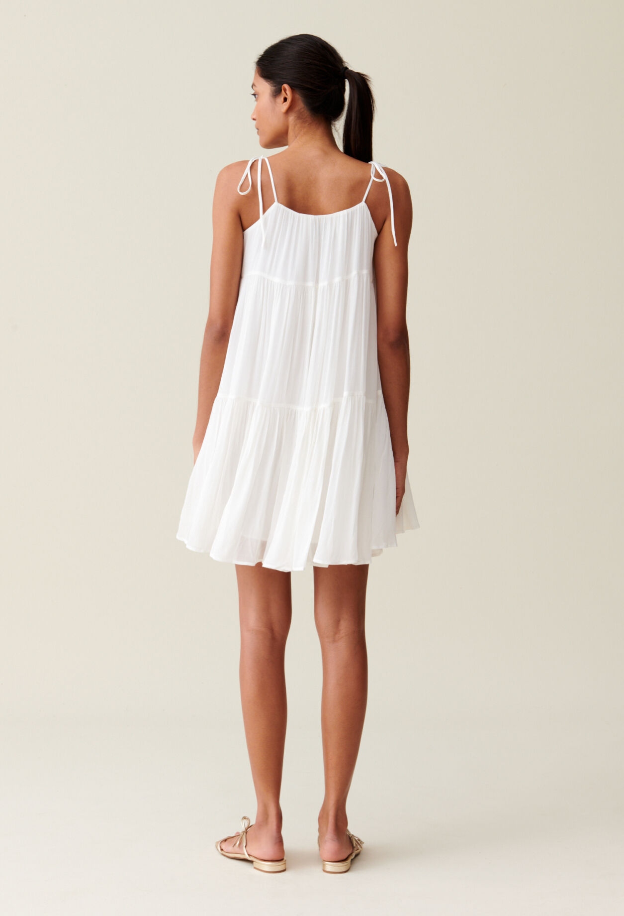 Babydoll-Kurzkleid in Ecru