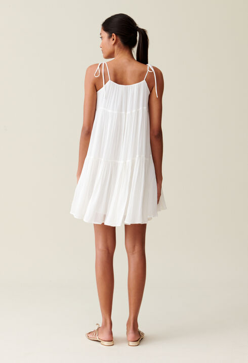 Babydoll-Kurzkleid in Ecru