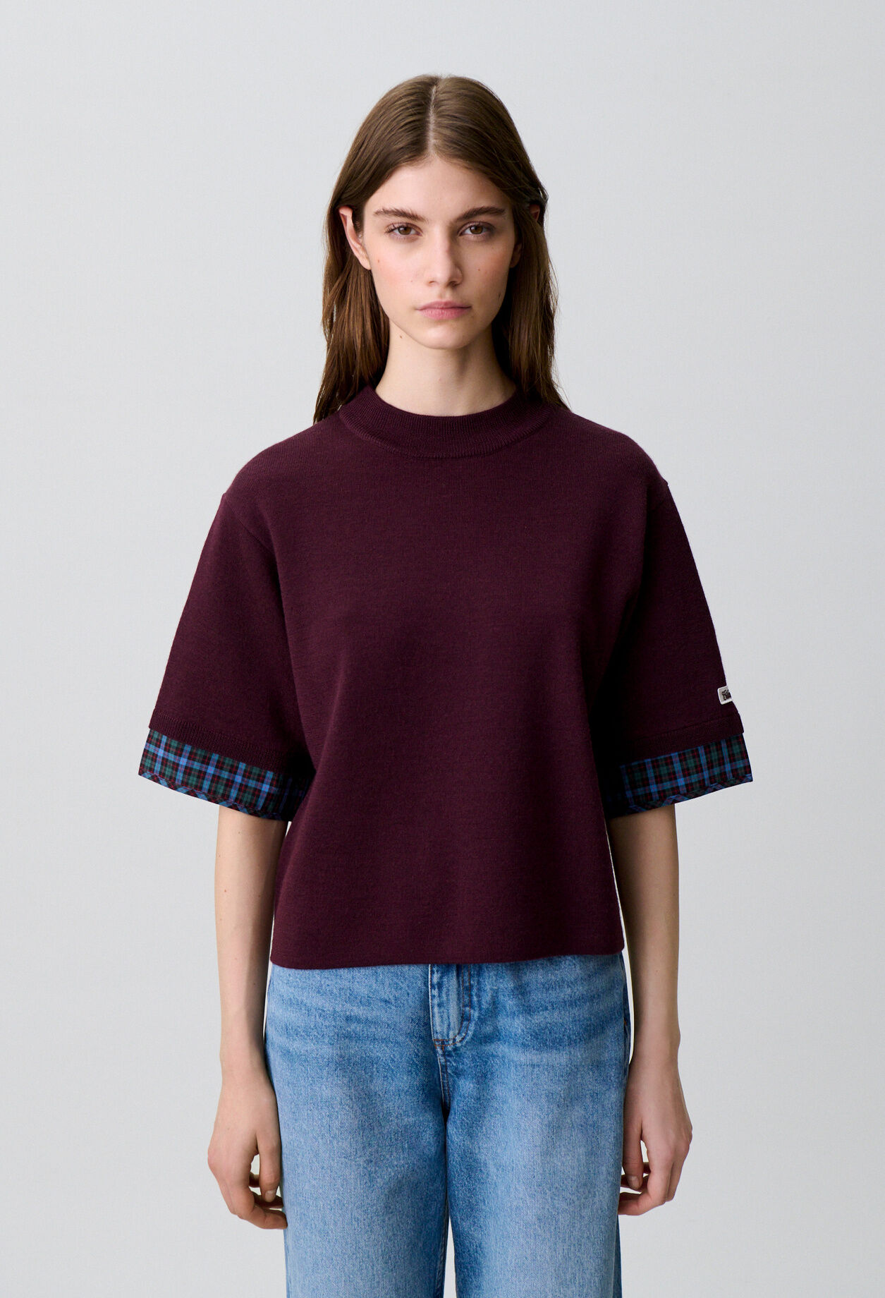 Strickpullover mit Stehkragen