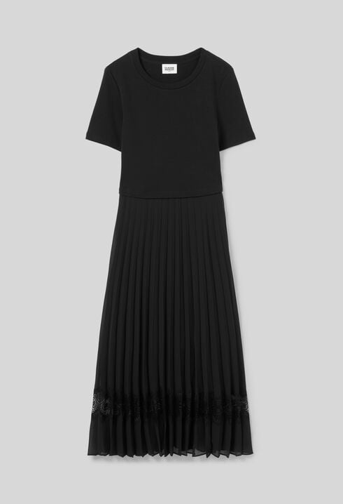 Twist Zweifarbige Midikleid  schwarz