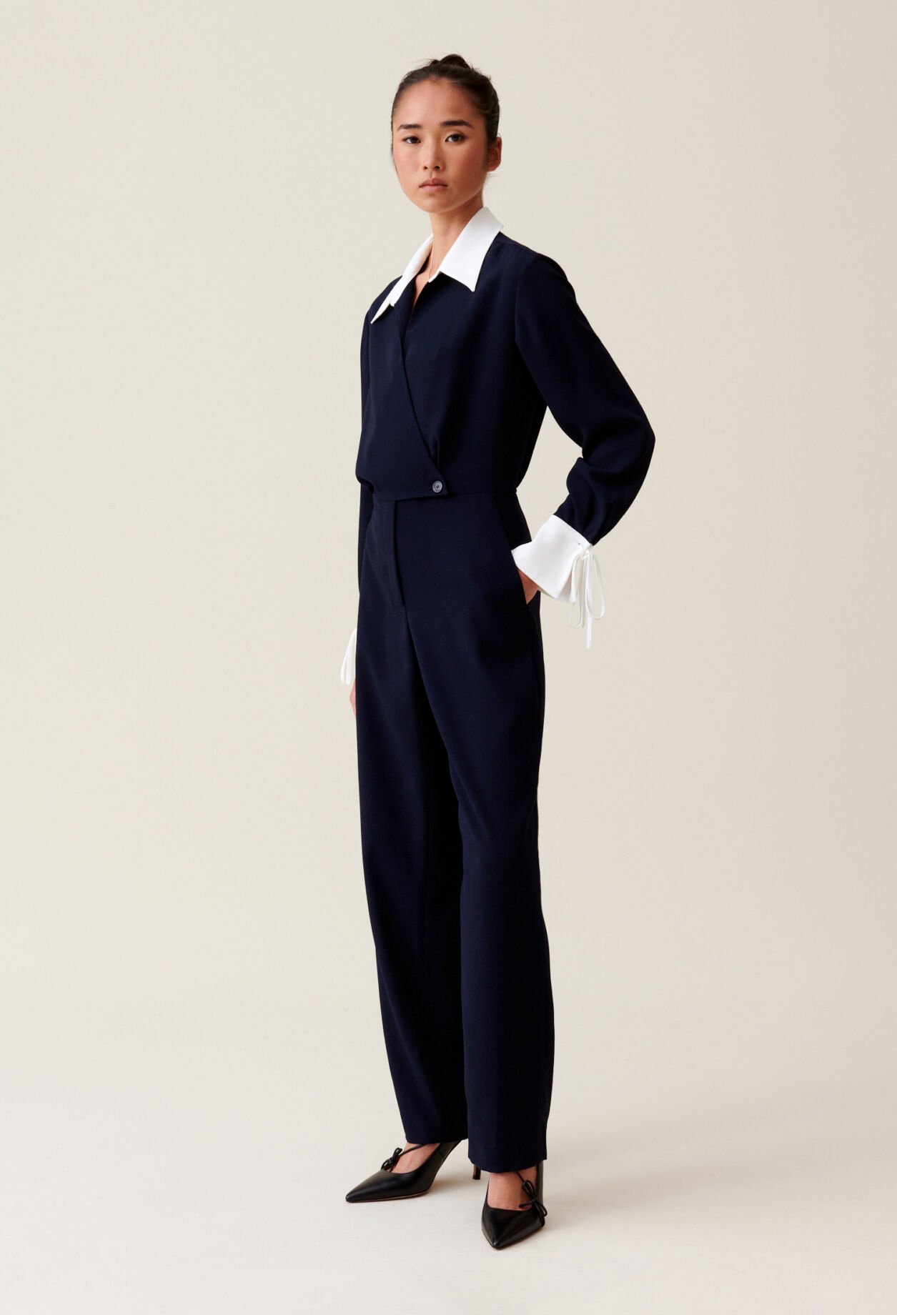 Jumpsuit zweierlei Stoffen Blau