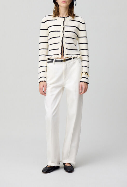 Feinstrick-Cardigan mit Streifen