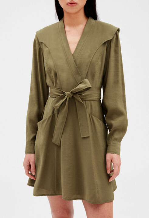 Kurzes Kleid zum Binden, khaki