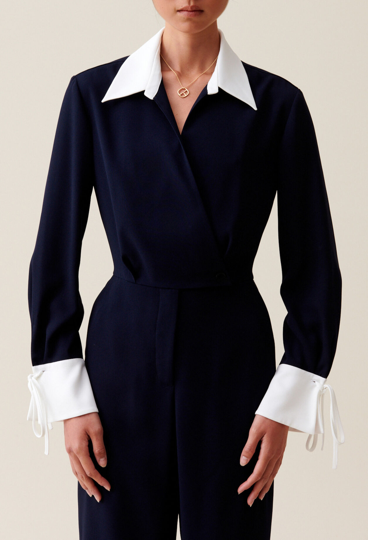 Jumpsuit zweierlei Stoffen Blau