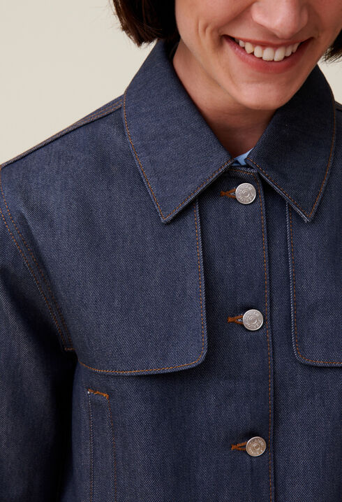 Weite dunkelblaue Jeansjacke
