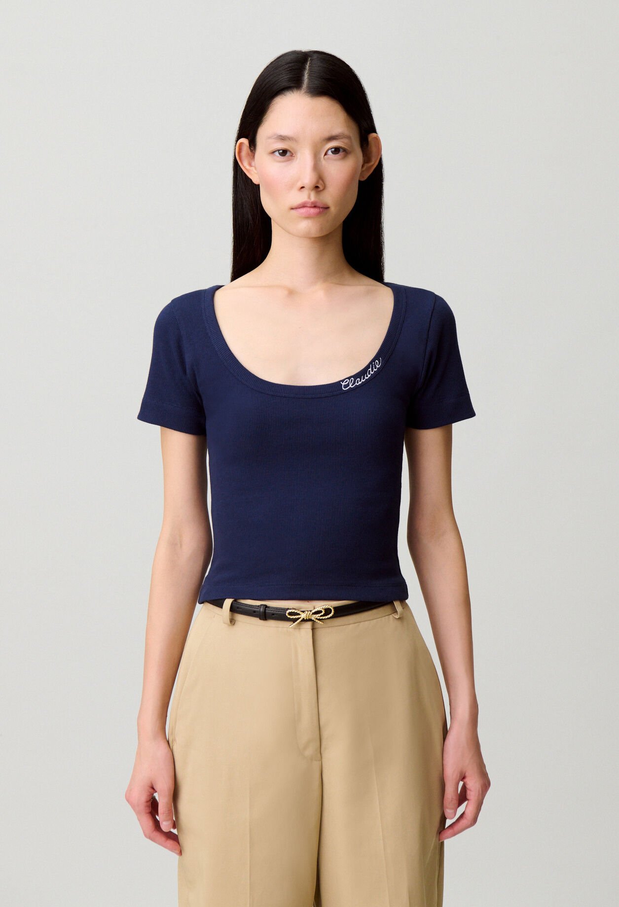 Besticktes Baumwoll-T-Shirt