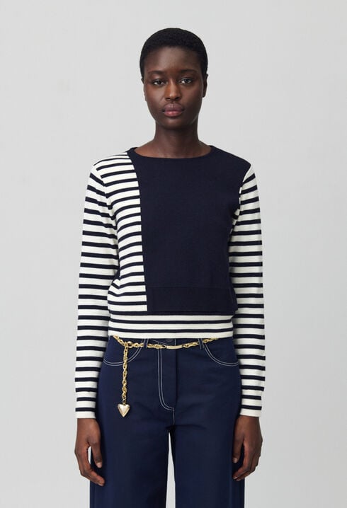 Kurzer Marinière-Pullover