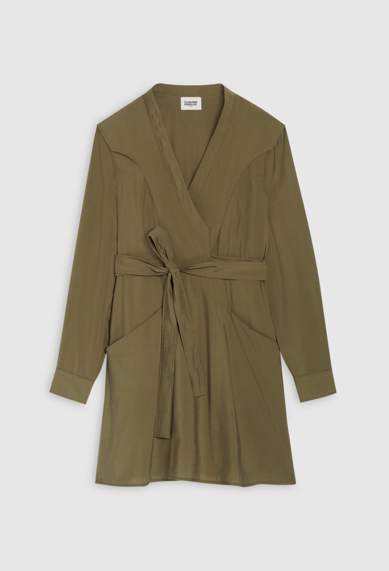 Kurzes Kleid zum Binden, khaki