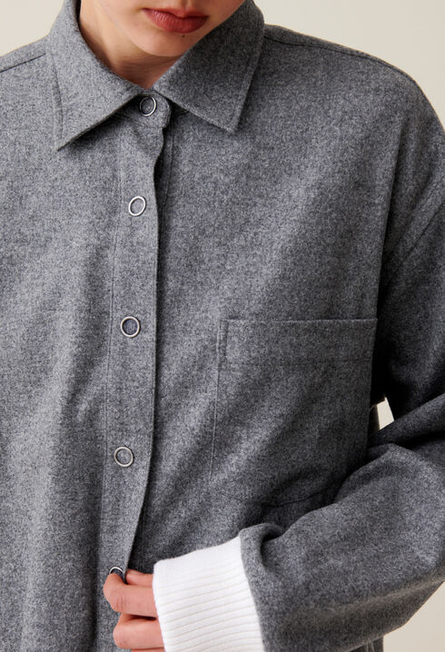 Oversize-Hemdjacke in Grau