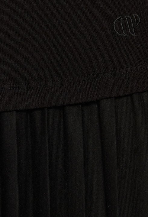 Twistkleid plissierter Strick Schwarz