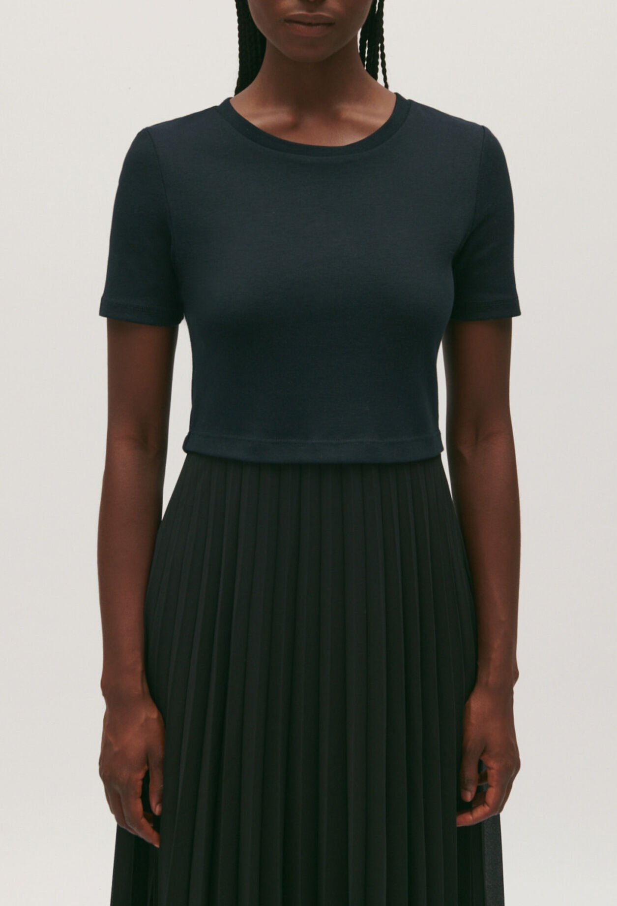 Langes Kleid Teli aus Materialmix