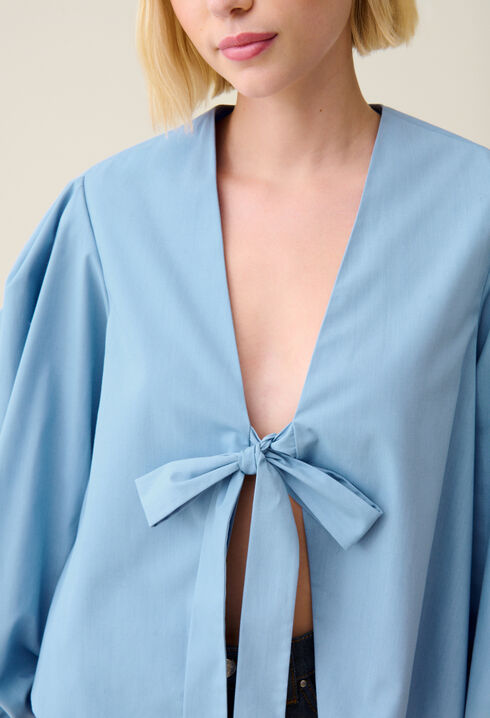 V-Ausschnitt Bluse zum Binden