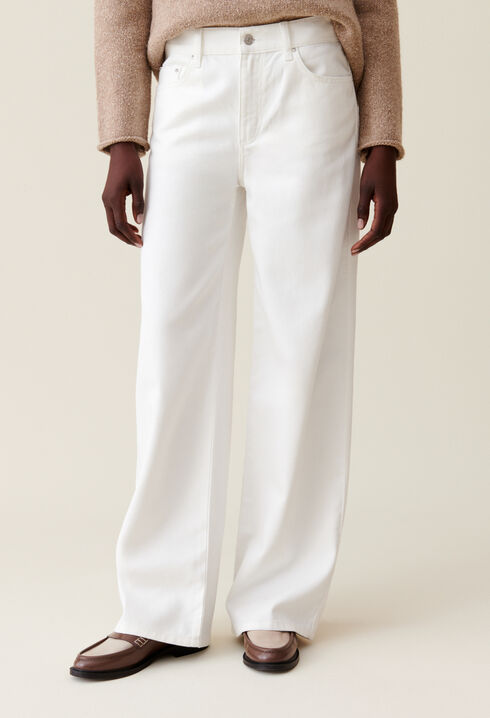 Ecru Baggy-Jeans Michel geraden Schnitt