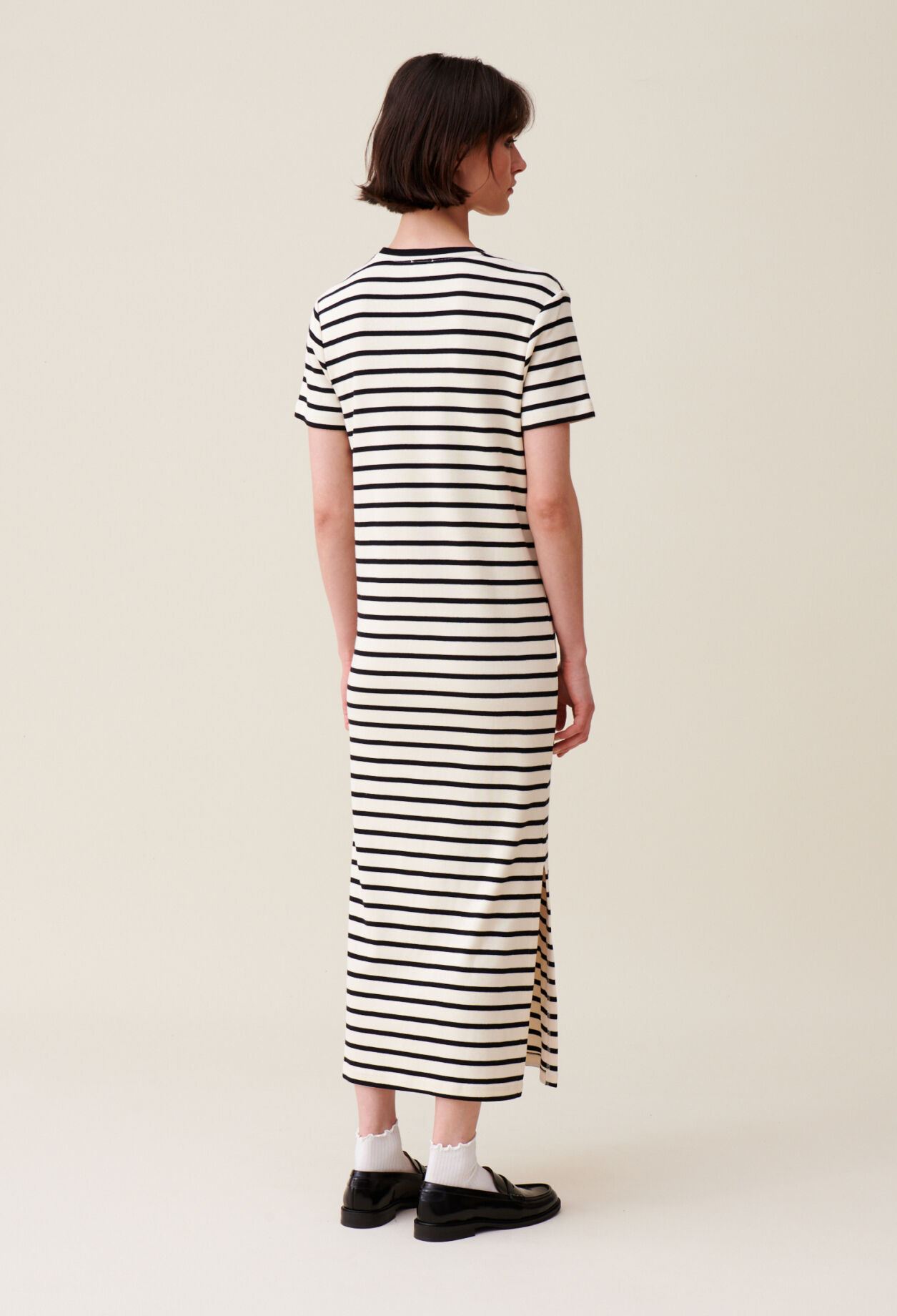 Gestreiftes Midi-Jeanskleid Toto