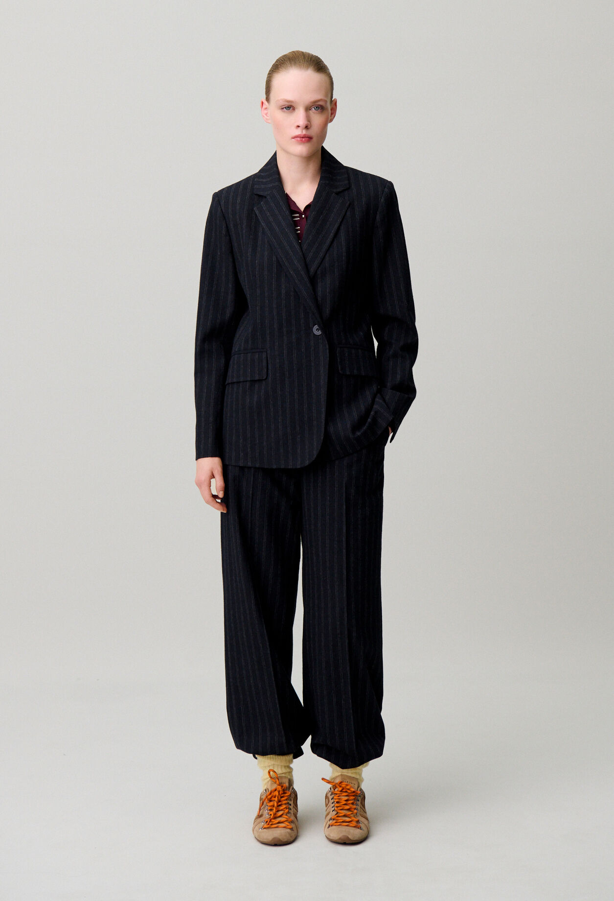 Gestreifte Wollmix-Jacke