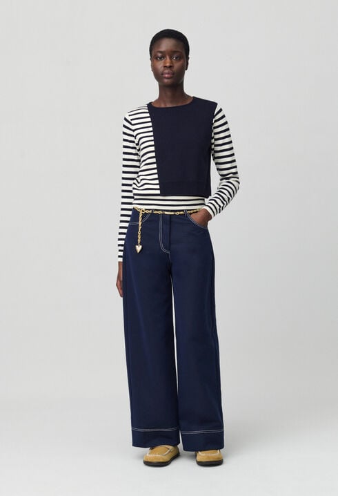 Kurzer Marinière-Pullover